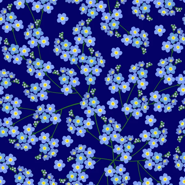 Motif Floral Bleu Jardin Fleurs Cerisier Bleu Bon Pour Tissu — Image vectorielle