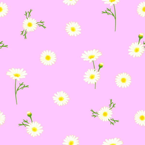 Ditsy Daisy Floral Pattern White Daisy Pink Background Good Wallpaper — Stock Vector