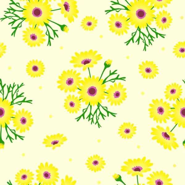 Yellow Daisy Pattern Sunflower Pattern Yellow Floral Pattern Summer Garden — Stock Vector