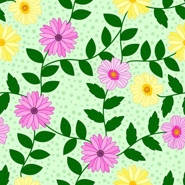 Floral Pattern Daisy Flowers Seamless Pattern Purple Pink Yellow Flowers — Stock Vector