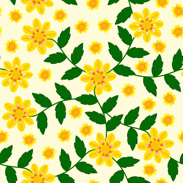 Yellow Floral Seamless Pattern Summer Garden — Stock Vector