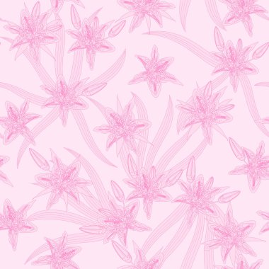 Pembe zambak pürüzsüz desen. Çiçek deseni. Pembe zambak deseni. kumaş, moda, tekstil, yaz bahar elbisesi, duvar kağıdı vs. için iyi.
