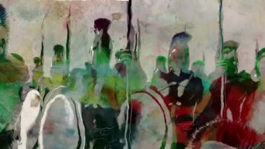 Spartalı Askerler Savaş Konumu Grunge Stili