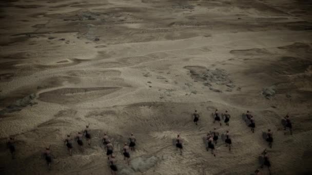 Guerreiros Antigos Cobrando Campo Batalha Aberto Vista Superior — Vídeo de Stock