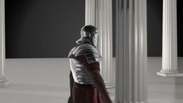 Rzymski Żołnierz Chodzący Pełnej Zbroi — Wideo stockowe