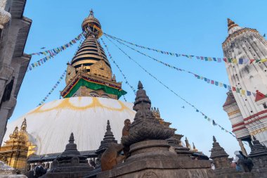 Kathmandu 'daki maymun tapınağı, Nepal. 12 Aralık 2021