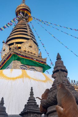 Kathmandu 'daki maymun tapınağı, Nepal. 12 Aralık 2021