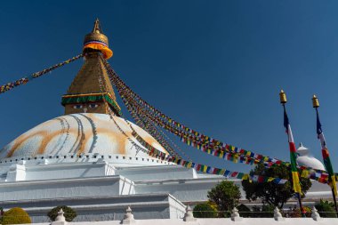Katmandu, Nepal 'de büyük bir stupa. 12 Aralık 2021