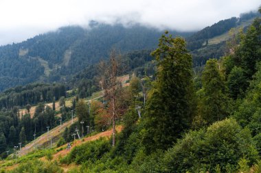 Yazın kayak merkezinde boş kayak pistleri