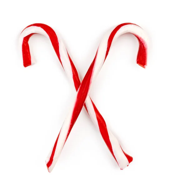 Two candy canes isolated on white background — Stock Photo, Image