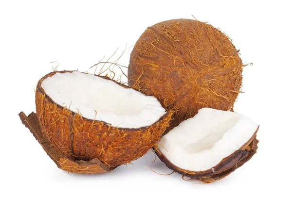 Morceaux de noix de coco isolés sur un fond blanc — Photo