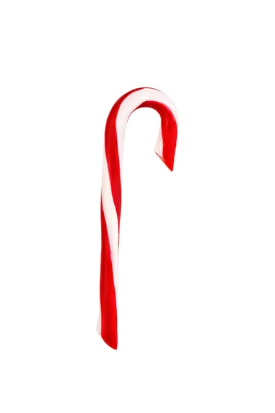 Bastoncino di zucchero natalizio isolato su sfondo bianco — Foto Stock