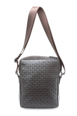 Erkek moda deri çanta beyaz arka plan izole