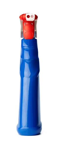 Frasco de plástico azul de detergente líquido isolado sobre branco — Fotografia de Stock