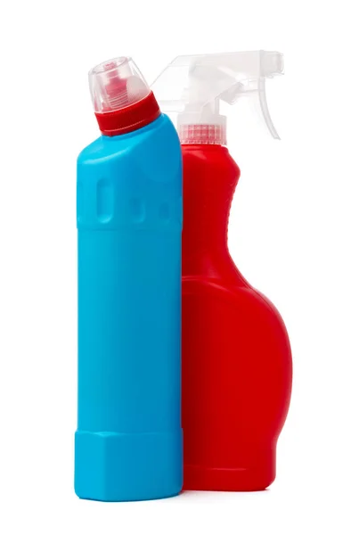 Recipiente de detergente líquido plástico sobre fundo branco — Fotografia de Stock