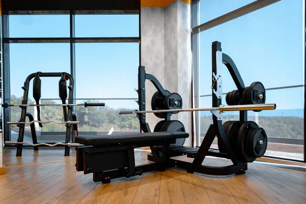 Modern gym interior with new fitness equipment — Stock Photo, Image