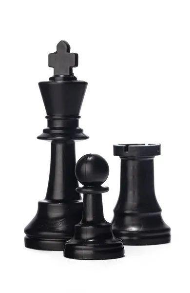 Svart schackpjäs isolerad på vit bakgrund — Stockfoto