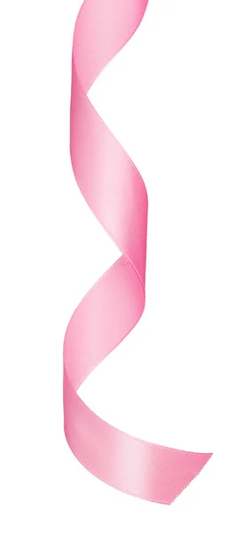 Pink curly satin ribbon isolated on white — Stock Photo, Image