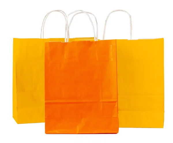 Bolsas de compras de colores aisladas sobre fondo blanco — Foto de Stock