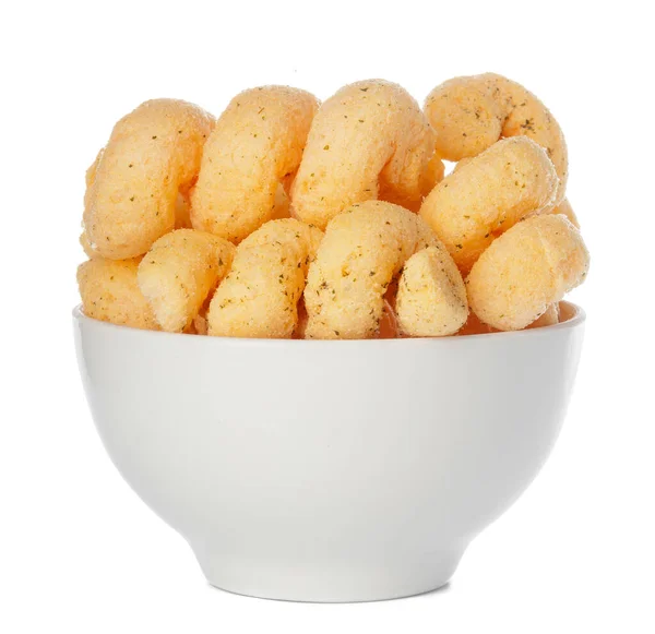 Close up cheese puff balls isolated on white — Stock Photo, Image