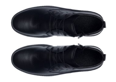 Klasik erkek deri ayakkabı beyaz, üst görünümü izole.