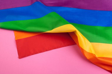 Gay gökkuşağı bayrağı kumaş doku yakın