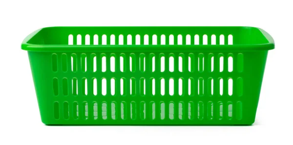Cesta vazia de plástico isolada no fundo branco — Fotografia de Stock