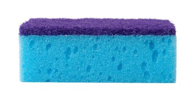 Beyaz arkaplanda izole edilmiş bulaşık temizleme süngeri