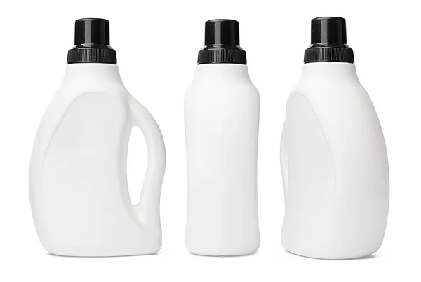 Botella de plástico blanco de lavado aislado sobre fondo blanco — Foto de Stock