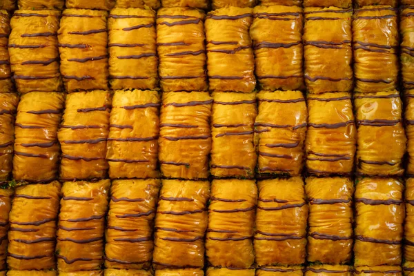 Top uitzicht voedsel patroon textuur van Turkse baklava — Stockfoto