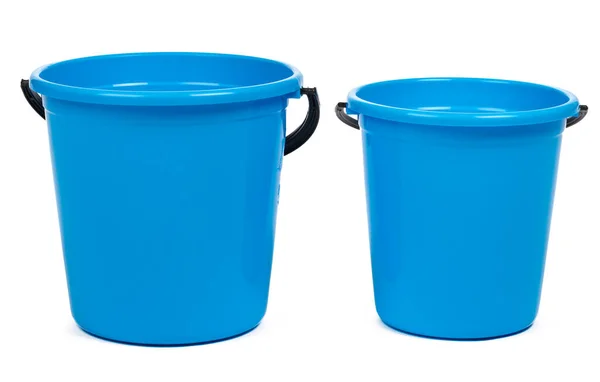 Cubo de plástico azul para limpiar aislado sobre fondo blanco —  Fotos de Stock