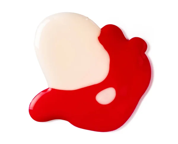 白い背景に隔離された赤い爪のポリッシュ汚れ — ストック写真