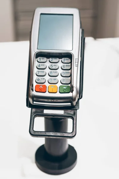 Credit card payment terminal in a shop