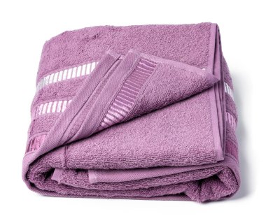 Banyo havlusu beyaz arkaplanda izole edilmiş. Yakın plan.