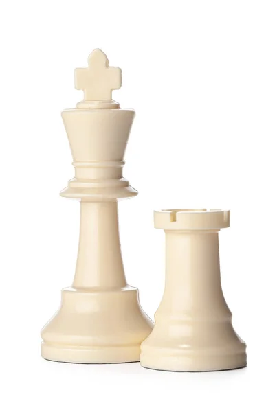 Pieza de ajedrez blanca aislada sobre fondo blanco —  Fotos de Stock