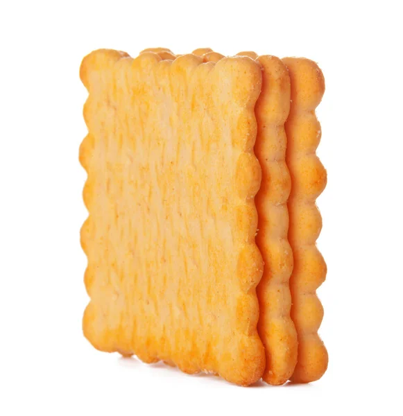 Gezouten cracker koekjes geïsoleerd op witte achtergrond — Stockfoto