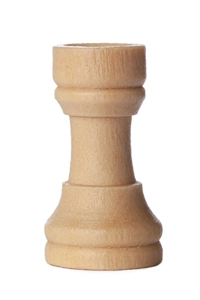 Wooden chess pieces close up isolated on white Stock Photo