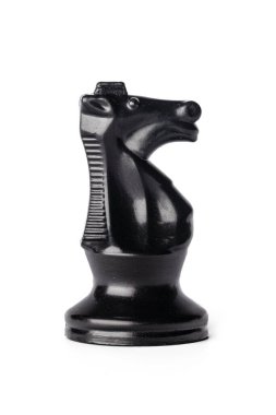 Beyaz arkaplanda siyah satranç taşı izole