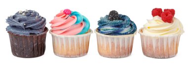 Renkli kapkek grubu beyaz arkaplanda izole edildi