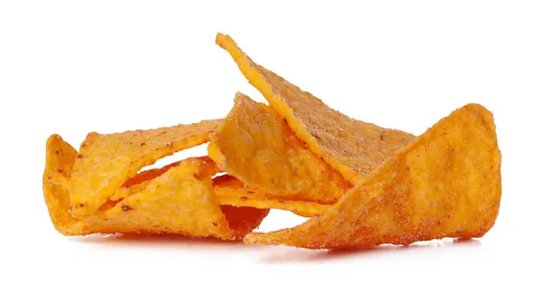 Nachos chips närbild på vit bakgrund — Stockfoto