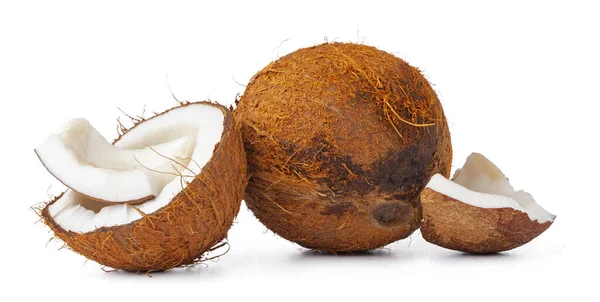 Detail kokosu roztříštěný na kousky — Stock fotografie