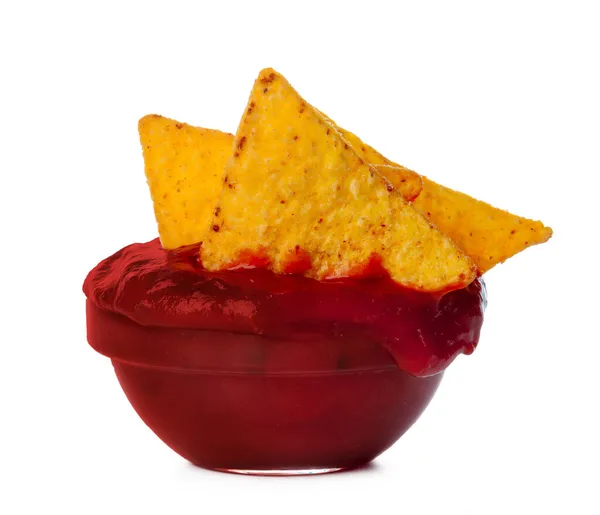 Nachos chips close up on white background — Stock Photo, Image