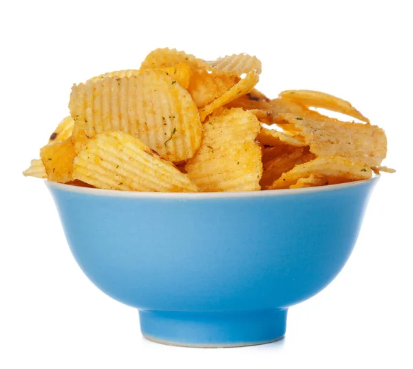 Chips com nervuras onduladas isolados no fundo branco — Fotografia de Stock