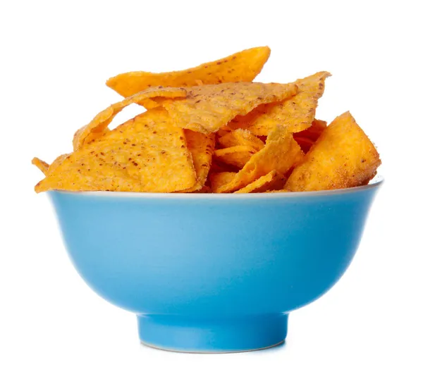 Chips Nachos fechar no fundo branco — Fotografia de Stock