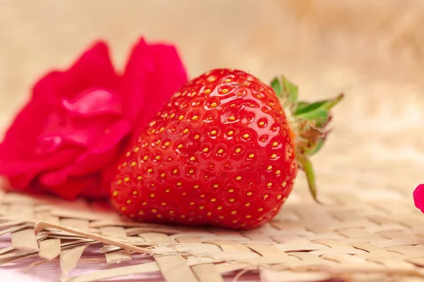 Close up of fresh ripe strawberry fruits — Stock Photo, Image