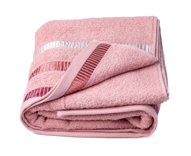 Banyo havlusu beyaz arkaplanda izole edilmiş. Yakın plan.