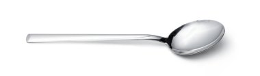 Beyaz arka planda izole edilmiş gümüş parlak kaşık