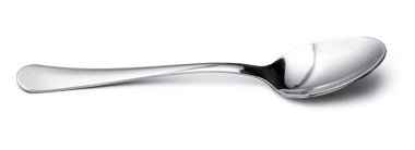 Beyaz arka planda izole edilmiş gümüş parlak kaşık