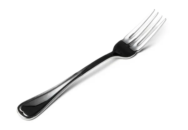 Zilveren bestek vork geïsoleerd op witte achtergrond — Stockfoto