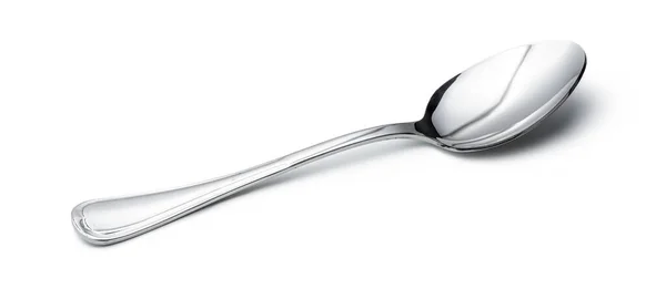 Silver shiny spoon isolated on white background — Stock Photo, Image